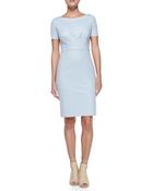 Elie Tahari Kathleen Short-Sleeve Diagonal-Pleat Dress - Lyst