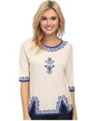 Lucky Brand Ethnic Trim Tee - Lyst