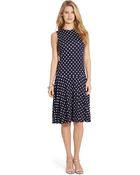 Lauren by Ralph Lauren Petite Polka-Dot-Print Drop-Waist Dress - Lyst