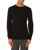 Eleven Paris Black Leather Patch Cotton Cashmere Pullover Sweater - Lyst