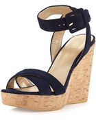 Stuart Weitzman Annex Suede Wedge Sandal - Lyst