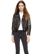 Acne Studios Mock Leather Moto Jacket - Black - Lyst
