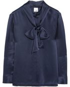Iris & Ink Mona Silk-Satin Pussy-Bow Blouse - Lyst
