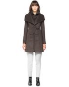 SOIA & KYO Fei Taupe Winter Wool Coat With Fur Trim - Lyst