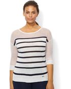 Lauren by Ralph Lauren Plus Size Striped Linen Sweater - Lyst