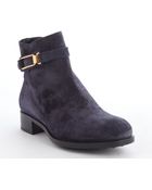 Tod's Blue Suede Gold Buckle Side Zip Ankle Boots - Lyst