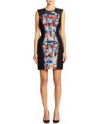Milly Studded Leather-Panel Sheath Dress - Lyst