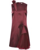Christopher Kane Burgundy Asymmetric Godet Dress - Lyst