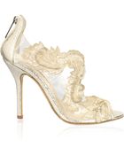 Oscar de la Renta Ambria Metallic Embroidered Sandals - Lyst