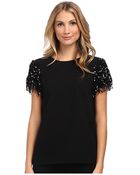 Kate Spade New York Sequin Fringe Crepe Tee - Lyst