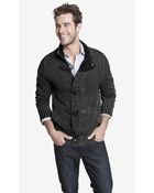 Express Acid Wash Mock Neck Toggle Front Cardigan - Lyst