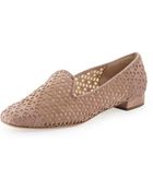 Giorgio Armani Suede Cutout Mesh Loafer - Lyst