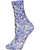 Topshop Blue Floral Print Pop Socks - Lyst