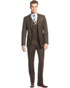 Calvin Klein X Olive Flannel Solid Vested Slim-Fit Suit - Lyst