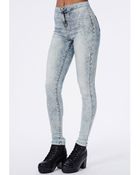 Missguided Acid Wash High Waisted Skinny Jeans Blue - Lyst