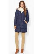 Lauren by Ralph Lauren Faux-Fur-Trim Quilted Jacket - Lyst