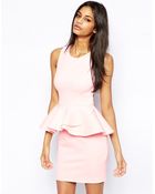 Asos Cut Out Back Peplum Pencil Dress - Lyst