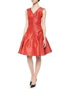Zac Posen Taffeta Seamed Flounce Dress - Lyst