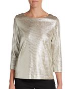 Saks Fifth Avenue Black Textured Metallic Top - Lyst