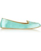 Charlotte Olympia Cat Nap Embroidered Satin Slippers - Lyst