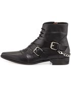 Tabitha Simmons Doublebuckled Laceup Ankle Bootblack - Lyst