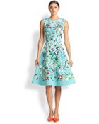 Oscar de la Renta Embroidered-Floral A-Line Dress - Lyst