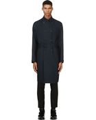 Burberry Prorsum Navy Blue Silk Trench Coat - Lyst
