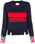 Band Of Outsiders Stripe and Flower Intarsia Sweater - Lyst