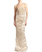 Nicole Miller Strapless Techno Metallic Gown - Lyst