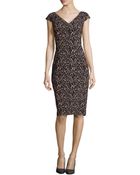 Michael Kors Lace-Print V-Neck Sheath Knee-Length Dress - Lyst