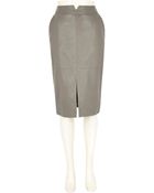 River Island Grey Leather Split Pencil Skirt - Lyst