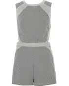 River Island Black And White Tile Print Playsuit - Lyst