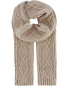 Johnstons Cable Aran Knit Cashmere Scarf - Lyst