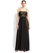 Sue Wong Beaded Empire Chiffon Gown - Lyst