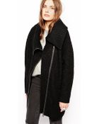 Just Female Textured Coat With Oversized Collar - Lyst