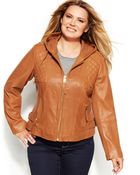 Michael Kors Michael Plus Size Knit-Inset Hooded Leather Jacket - Lyst