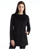 Betsey Johnson Black Wool Snap Front Bow Collar Coat - Lyst