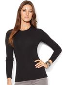 Lauren by Ralph Lauren Petite Long-Sleeve Crew-Neck Top - Lyst