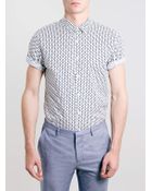 Topman White Tile Print Short Sleeve Smart Shirt - Lyst