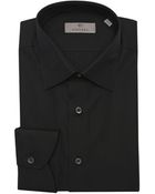 Canali Solid Black Cotton Point Collar Dress Shirt - Lyst