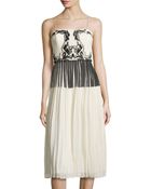 Nicole Miller Patterned-bodice Cocktail Dress - Lyst