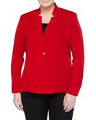 Misook Tailored Inverted Collar Knit Jacket, Red - Lyst