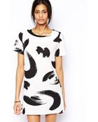 John Zack Shift Dress In Brush Print - Lyst