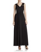 Aidan By Aidan Mattox Lace-Trimmed Gown - Lyst