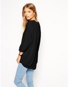 Asos Rib Jumper With Pleated Back - Lyst