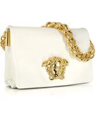 Versace White Leather Medusa Logo Shoulder Bag - Lyst