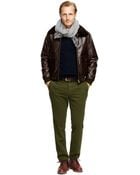Brooks Brothers Leather Flight Bomber - Lyst