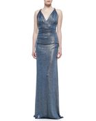David Meister Sleeveless Ruched Metallic Gown - Lyst