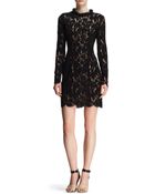 Lanvin Velvet Lace Embellished-Neck Dress - Lyst