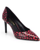 Saint Laurent Paris Heart-Print Leather D'Orsay Pumps - Lyst